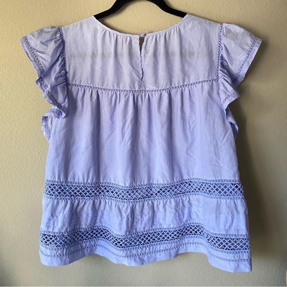 Marie Oliver Pennie Top Periwinkle Light Blue Purple Bohemian Boho Blouse Top - Picture 5 of 7